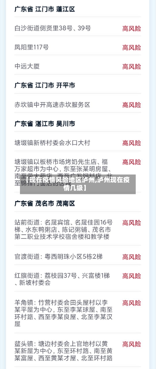 【现在疫情风险地区泸州,泸州现在疫情几级】