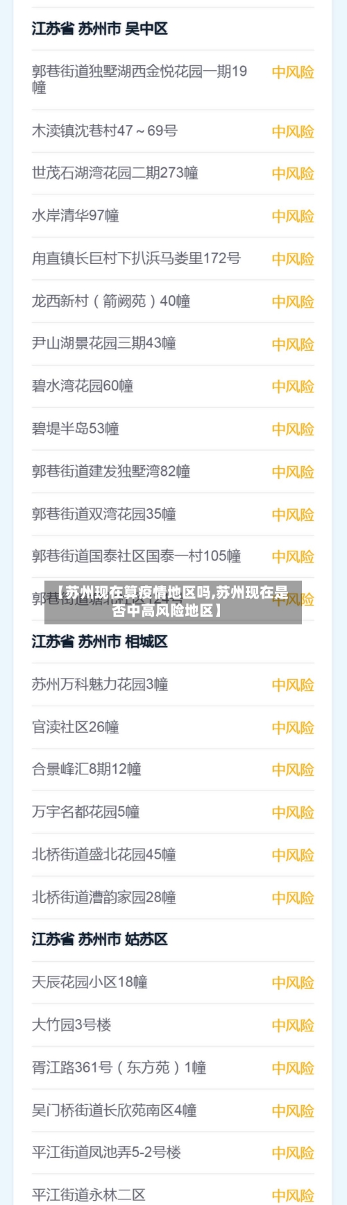 【苏州现在算疫情地区吗,苏州现在是否中高风险地区】