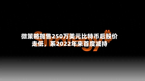 微策略抛售250万美元比特币后股价走低，系2022年来首度减持