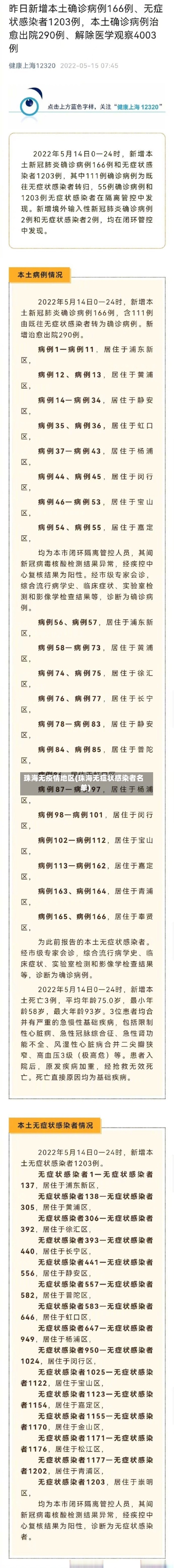 珠海无疫情地区(珠海无症状感染者名单)