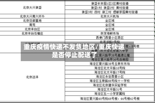 重庆疫情快递不发货地区/重庆快递是否停止配送了