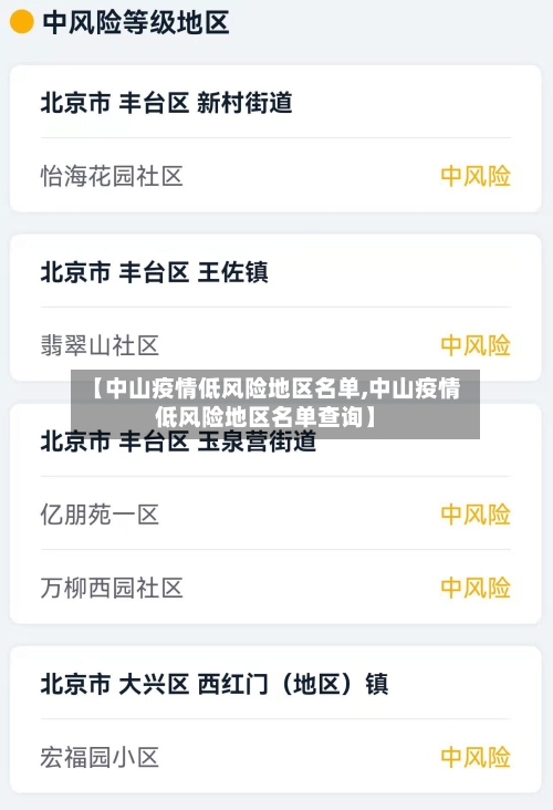【中山疫情低风险地区名单,中山疫情低风险地区名单查询】