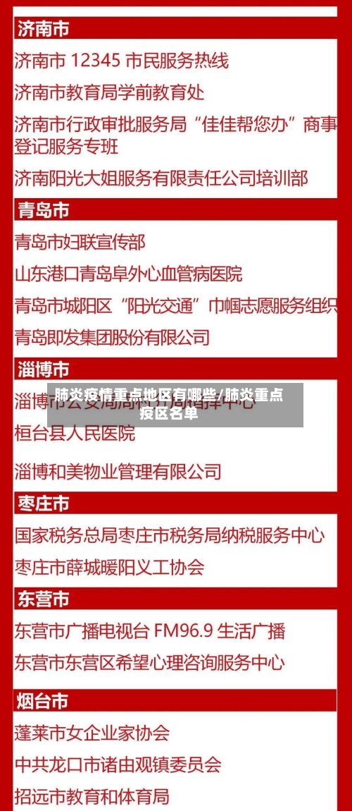 肺炎疫情重点地区有哪些/肺炎重点疫区名单