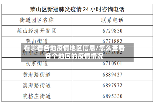 在哪看各地疫情地区信息/怎么查看各个地区的疫情情况