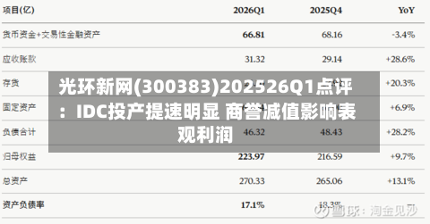 光环新网(300383)202526Q1点评：IDC投产提速明显 商誉减值影响表观利润