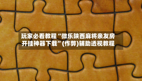 玩家必看教程“微乐陕西麻将亲友房开挂神器下载”(作弊)辅助透视教程