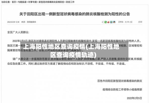 上海阳性地区查询疫情(上海阳性地区查询疫情轨迹)