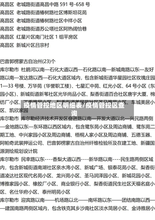 疫情管控地区明细表/疫情管控区查询