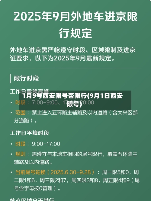 1月9号西安限号否限行(9月1日西安限号)