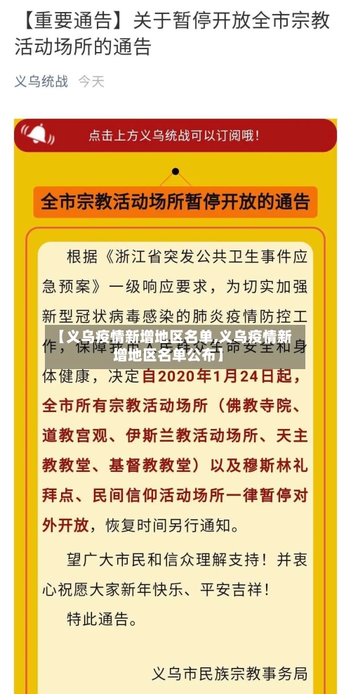 【义乌疫情新增地区名单,义乌疫情新增地区名单公布】