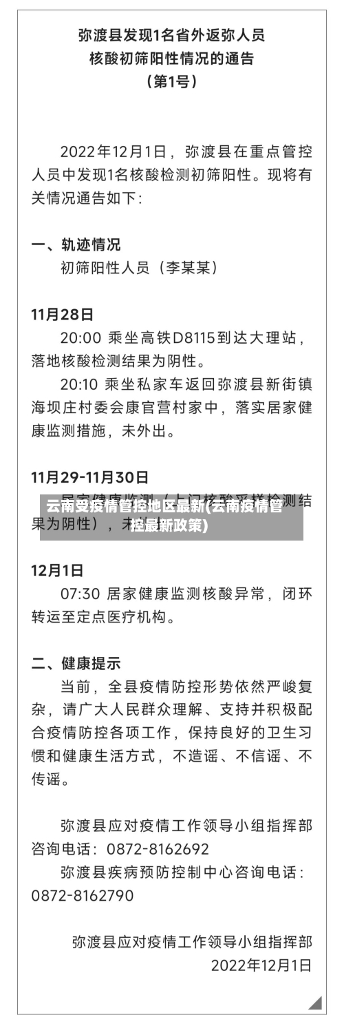 云南受疫情管控地区最新(云南疫情管控最新政策)