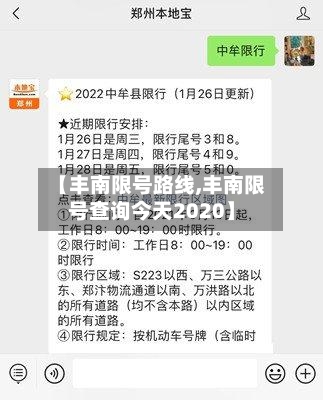 【丰南限号路线,丰南限号查询今天2020】