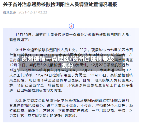 贵州疫情一类地区/贵州省疫情等级划分