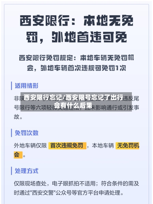 西安限行忘记/西安限号忘记了出行会有什么后果