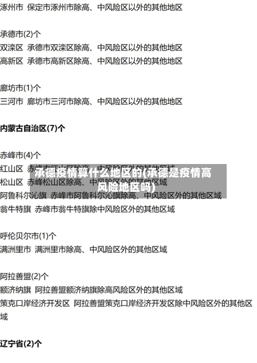承德疫情算什么地区的(承德是疫情高风险地区吗)