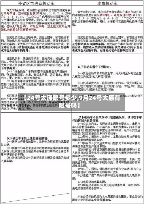 【24号太原限号多少,9月24号太原有限号吗】