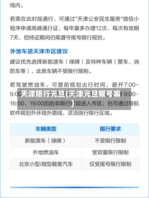 天津限行元旦(天津元旦限号嘛)