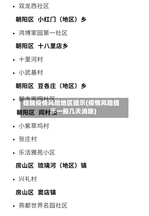 提醒疫情风险地区提示(疫情风险提示一般几天消除)