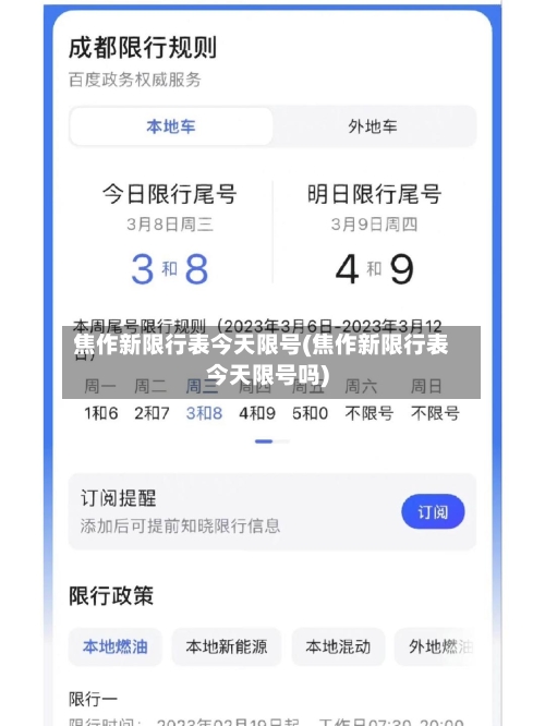 焦作新限行表今天限号(焦作新限行表今天限号吗)
