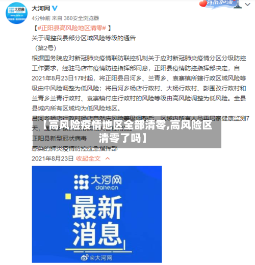 【高风险疫情地区全部清零,高风险区清零了吗】