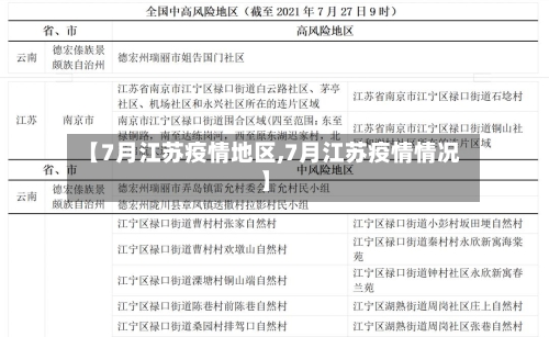 【7月江苏疫情地区,7月江苏疫情情况】