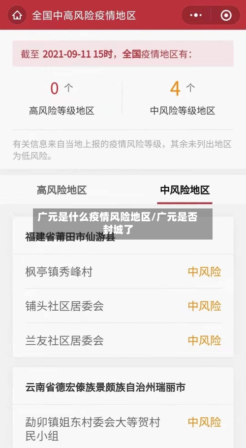 广元是什么疫情风险地区/广元是否封城了