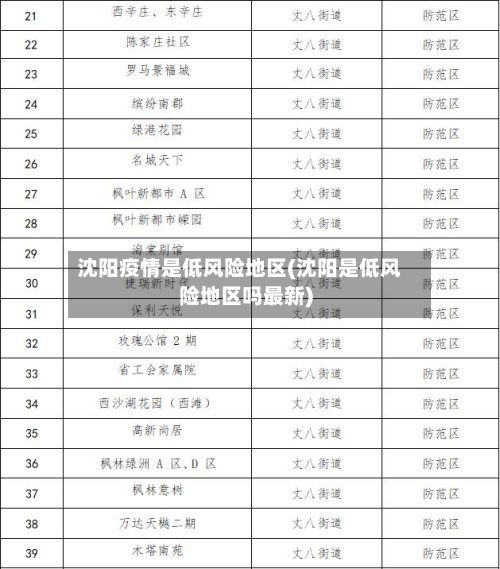 沈阳疫情是低风险地区(沈阳是低风险地区吗最新)